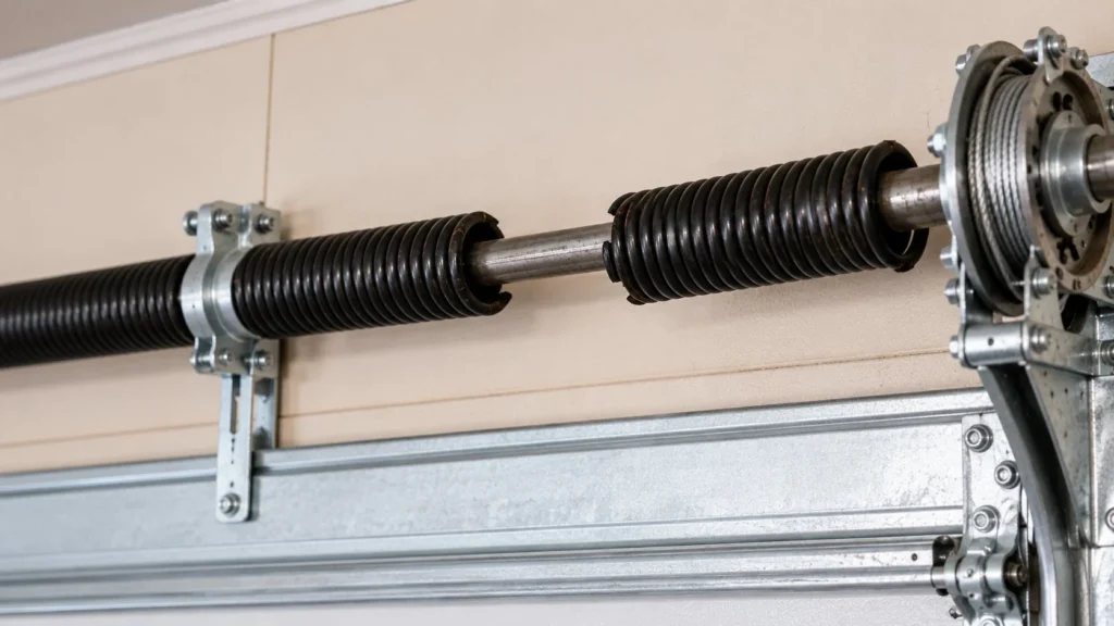 Broken garage door torsion spring in Sugar Land